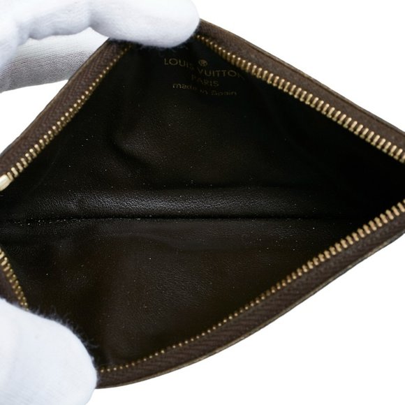 LOUIS VUITTON Damier Coin Case Ebene Brown Leather Ladies - Picture 8 of 10